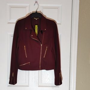 Gianni Bini knit moto jacket, burgundy, size L